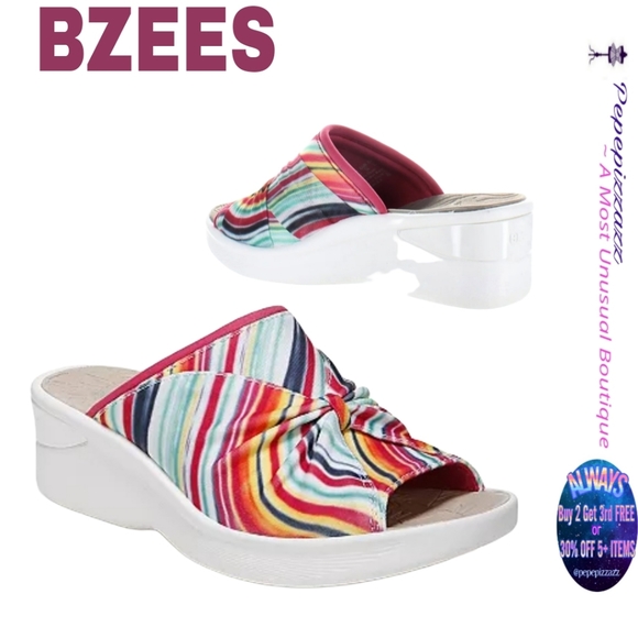 🎀Clearance🎀 NIB Bzees Sunburst slide sandal Wedge platform super comfortable! - Picture 1 of 9